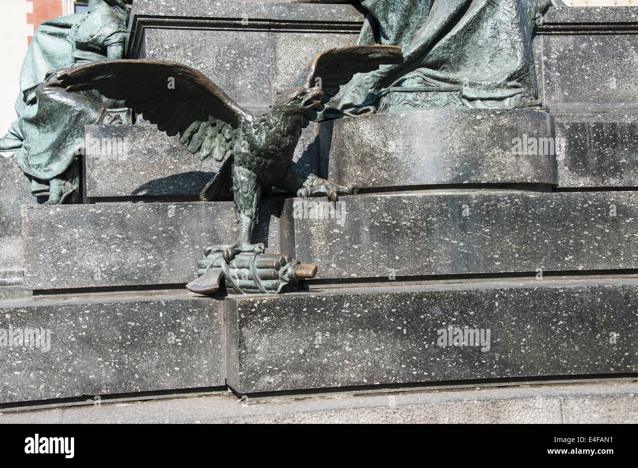 A bronze eagle on the Adam Mickiewicz Monument in Kraków part of the Alegorical depiction of 'The Motherland' Stock Photo