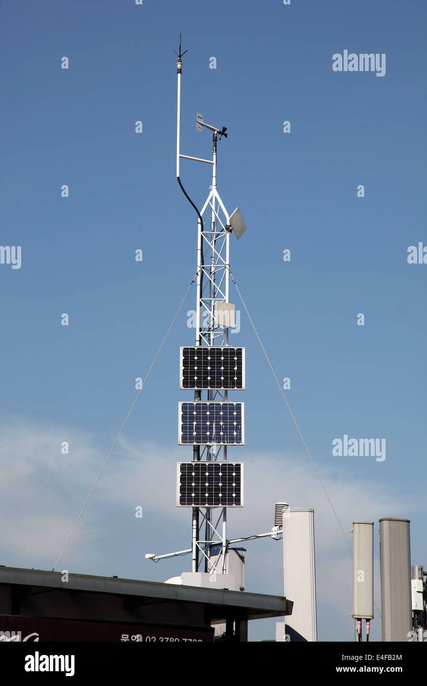 It's a photo of an Antenna on a roof of a house in Seoul in South Korea