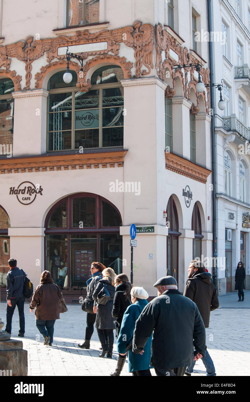 Hard rock Cafe on Plac Mariacki Krakow Poland. Stock Photo