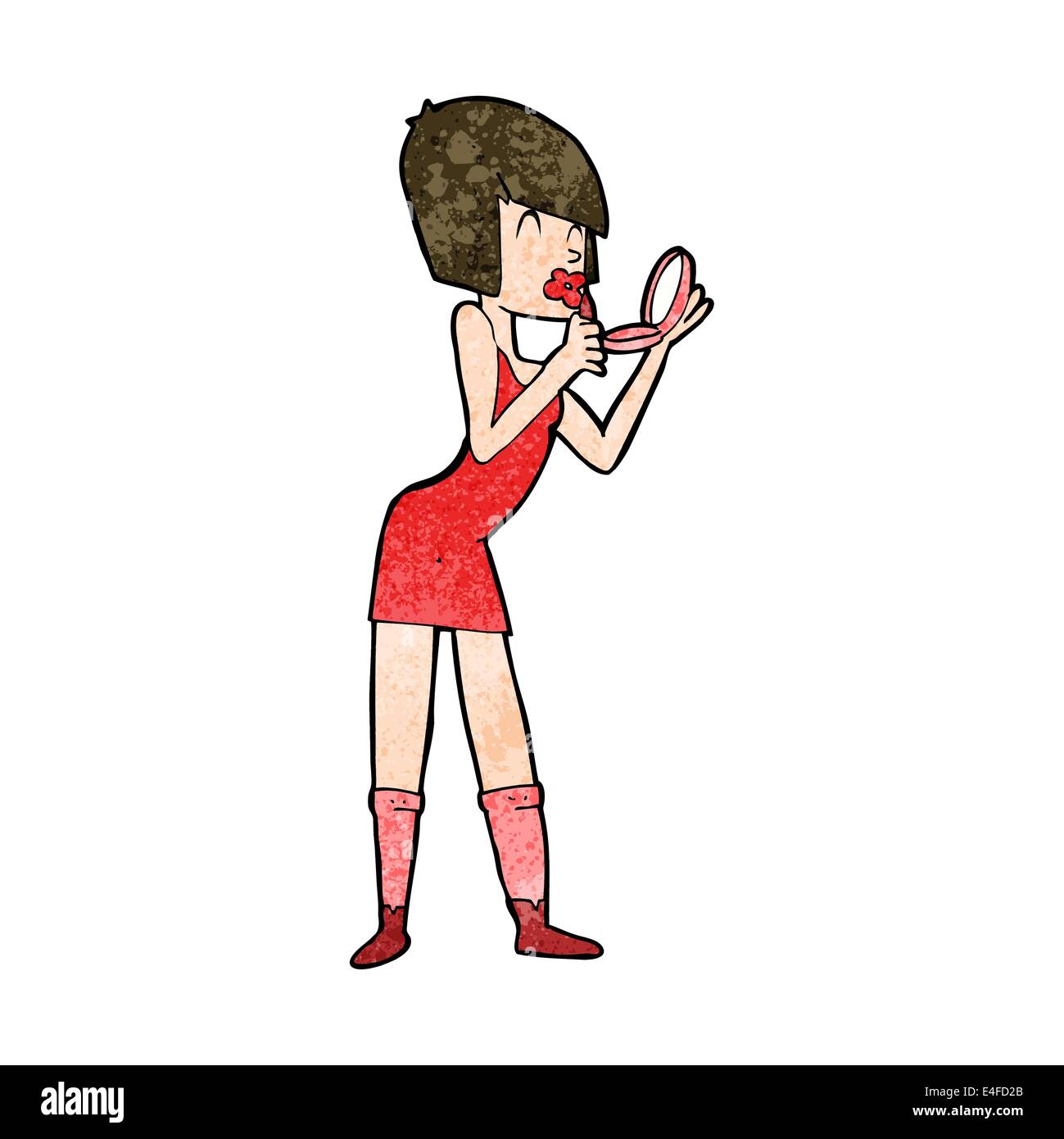 Cartoon woman applying lipstick hires stock photography and images Alamy