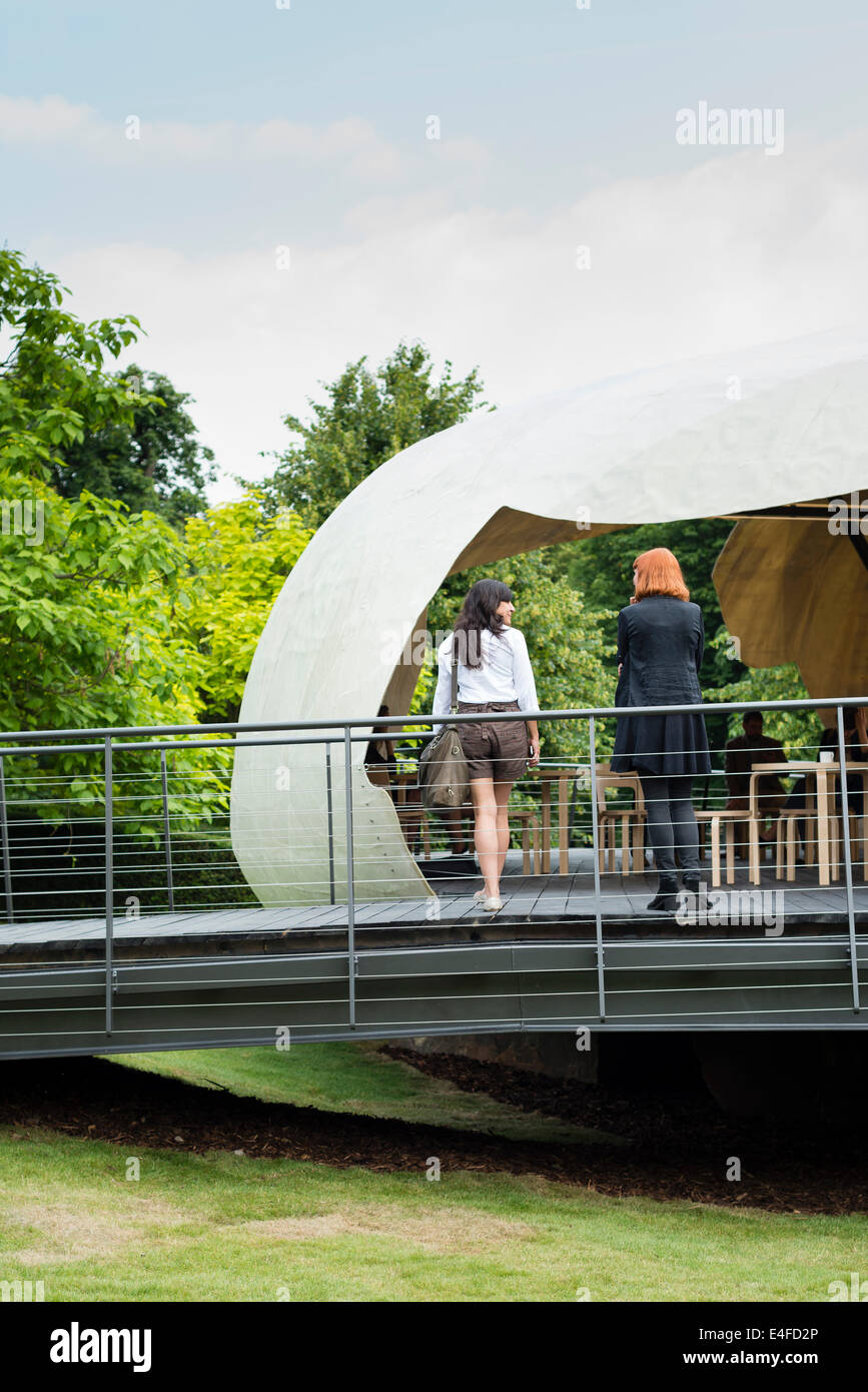 Serpentine Summer Pavilion 2014, London, United Kingdom. Architect: Smiljan Radic, 2014. Exterior shot of the pavilion, looking Stock Photo
