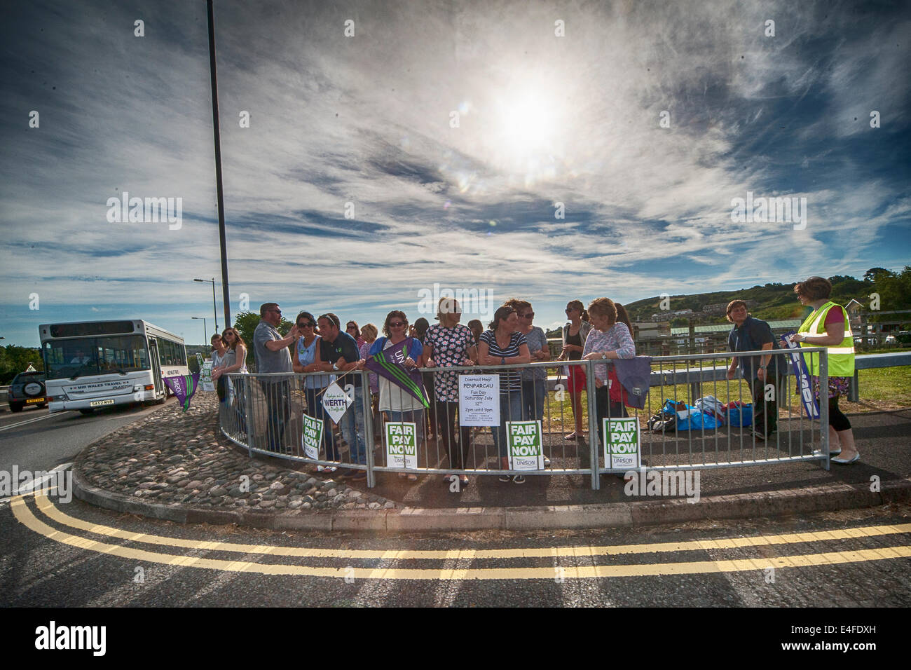 Aberystwyth, Wales, UK. 10th July, 2014. Members of public sector
