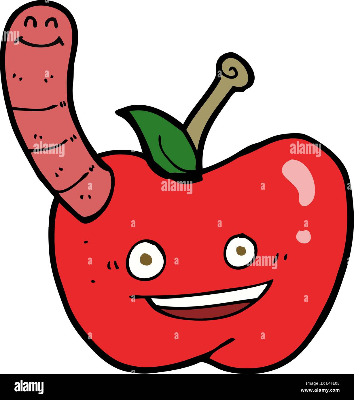 cartoon apple with worm Stock Vector Image & Art Alamy