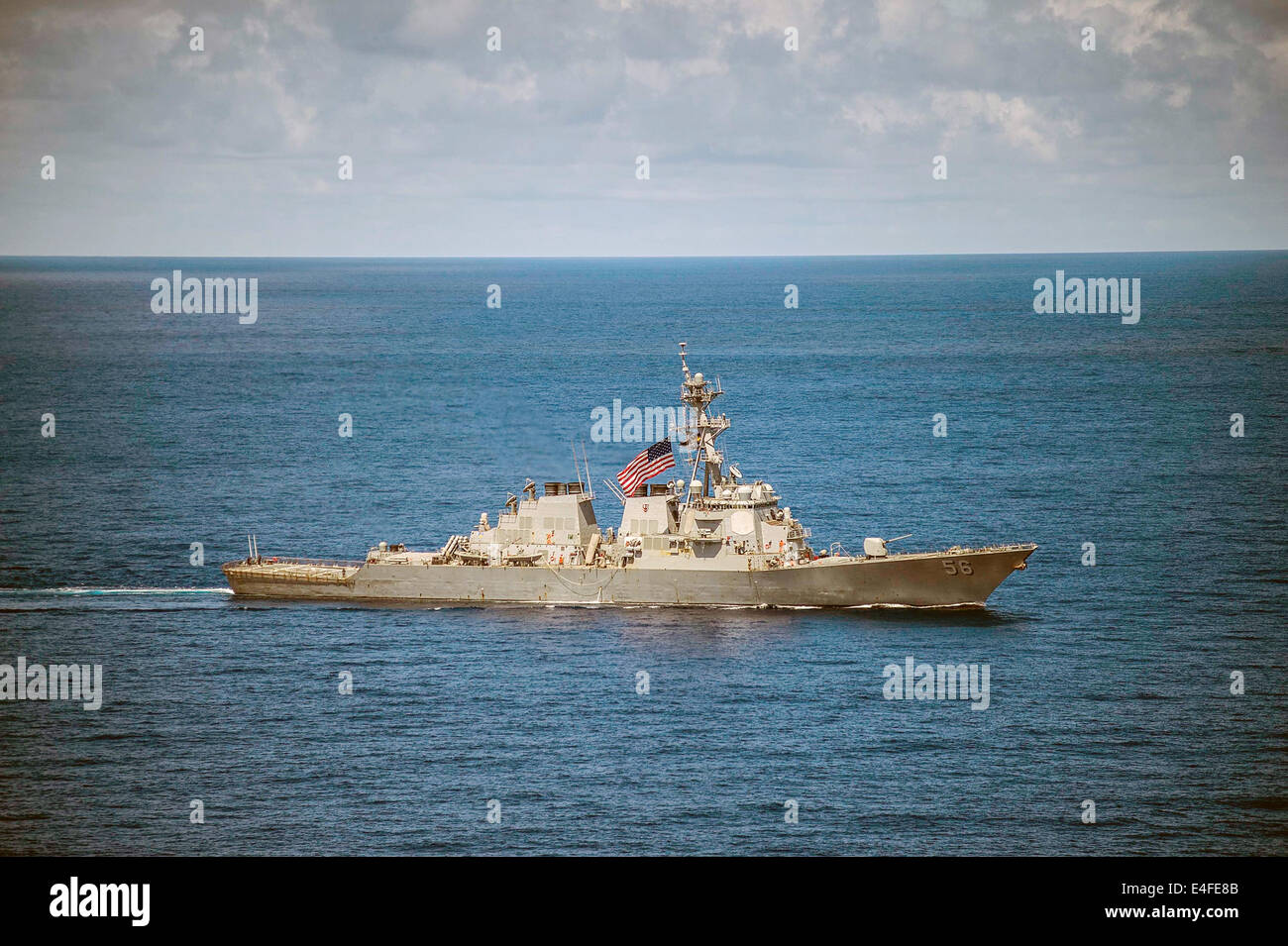 US Navy Arleigh Burke-class guided-missile destroyers USS John S. McCain underway July 7, 2014 in the South China Sea. Stock Photo