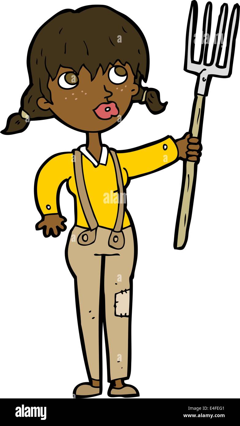 cartoon farmer girl Stock Vector Image & Art - Alamy
