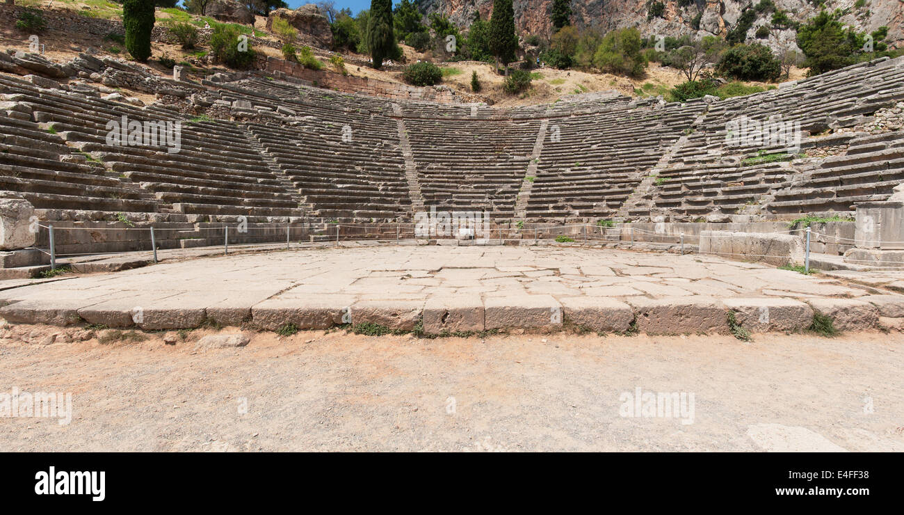 Ancient Theatre of Delphi, Phocis, Greece. Stock Photo