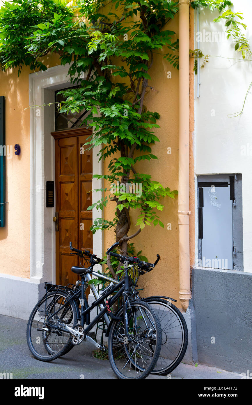 Bicycle in the Old Town in Heidelberg, Germany Stock Photo