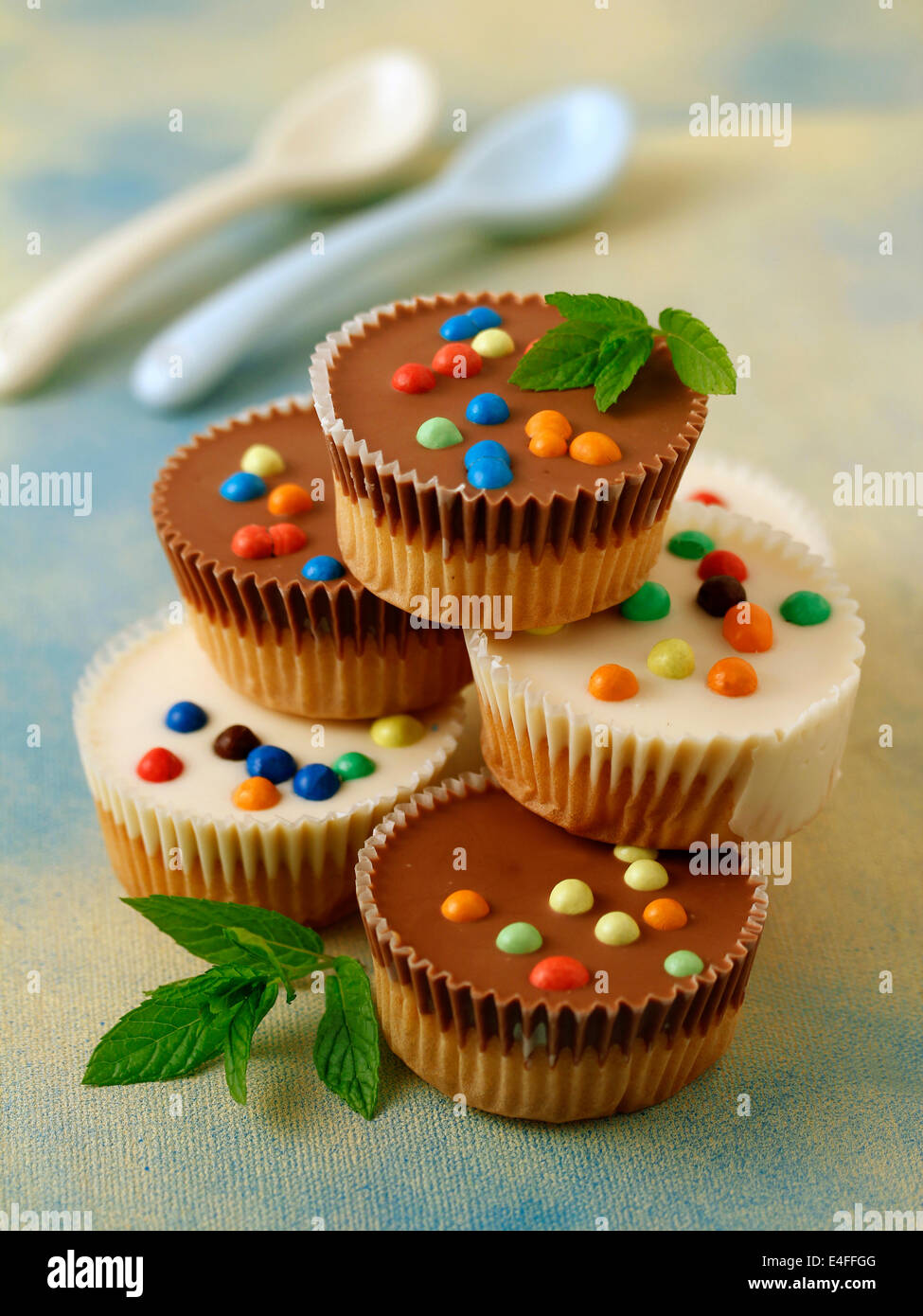 Bonbon cupcakes. Recipe available. Stock Photo