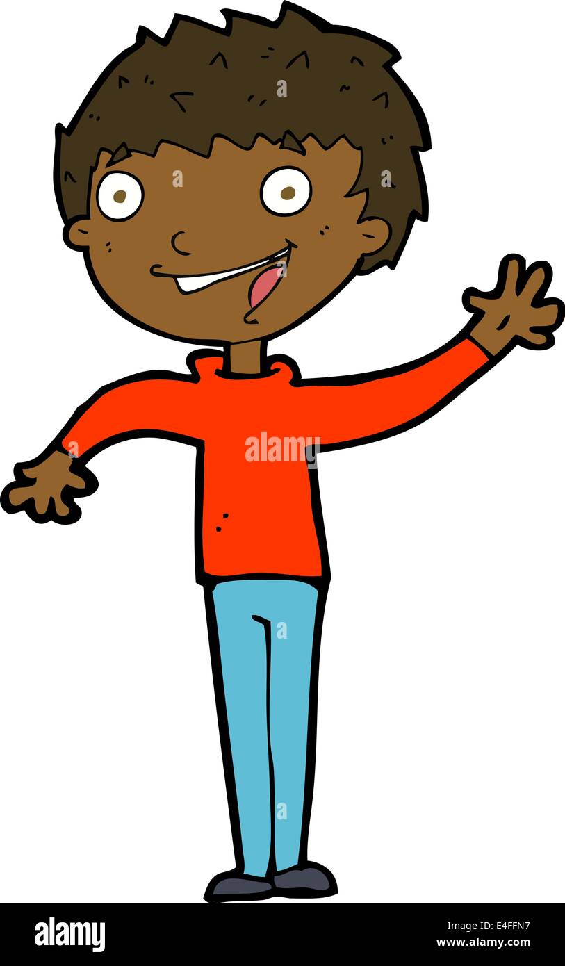 cartoon happy boy waving Stock Vector Image & Art - Alamy
