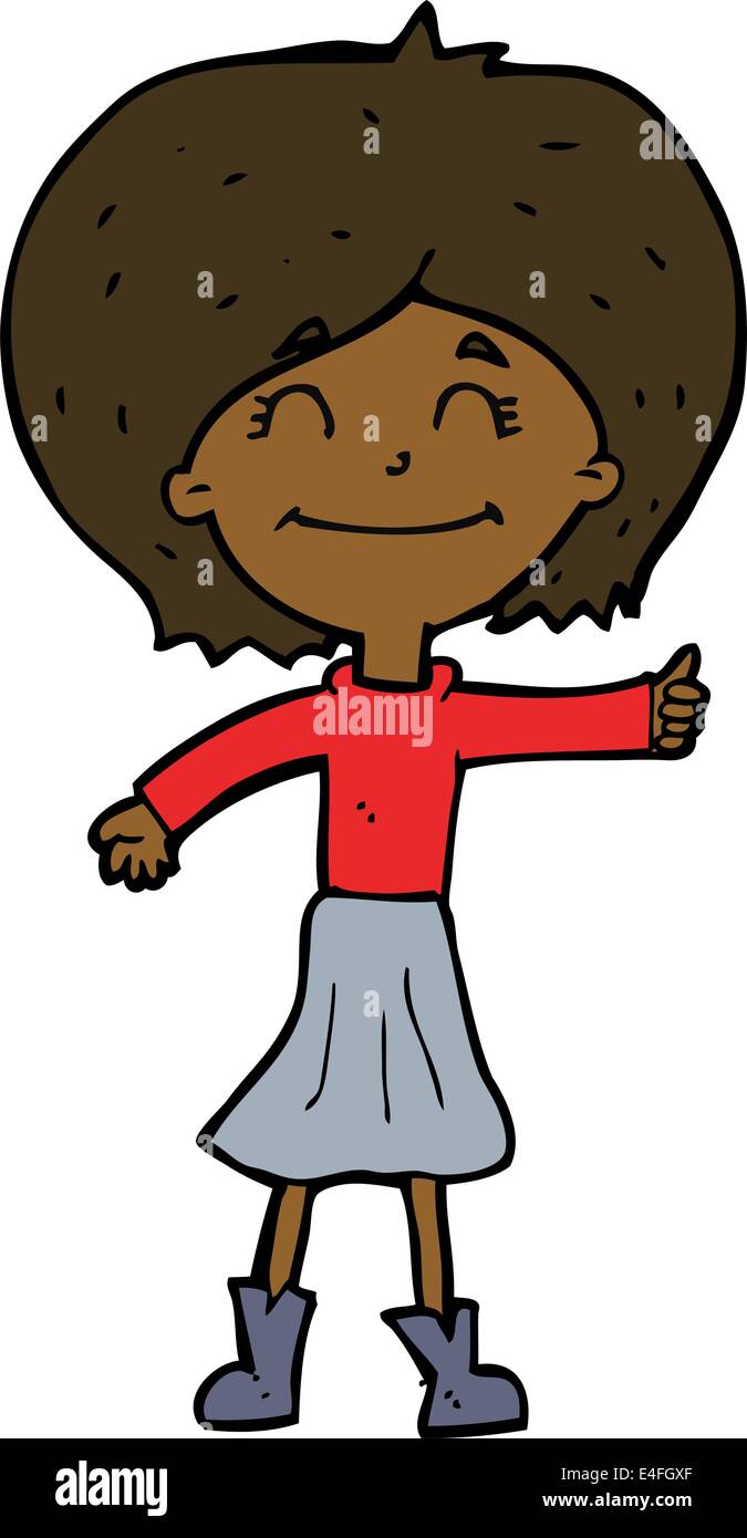 cartoon happy girl giving thumbs up symbol Stock Vector Image & Art - Alamy