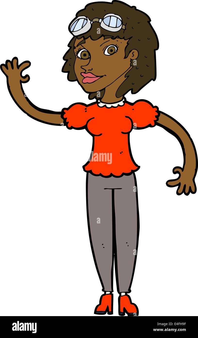 cartoon pilot woman waving Stock Vector Image & Art - Alamy