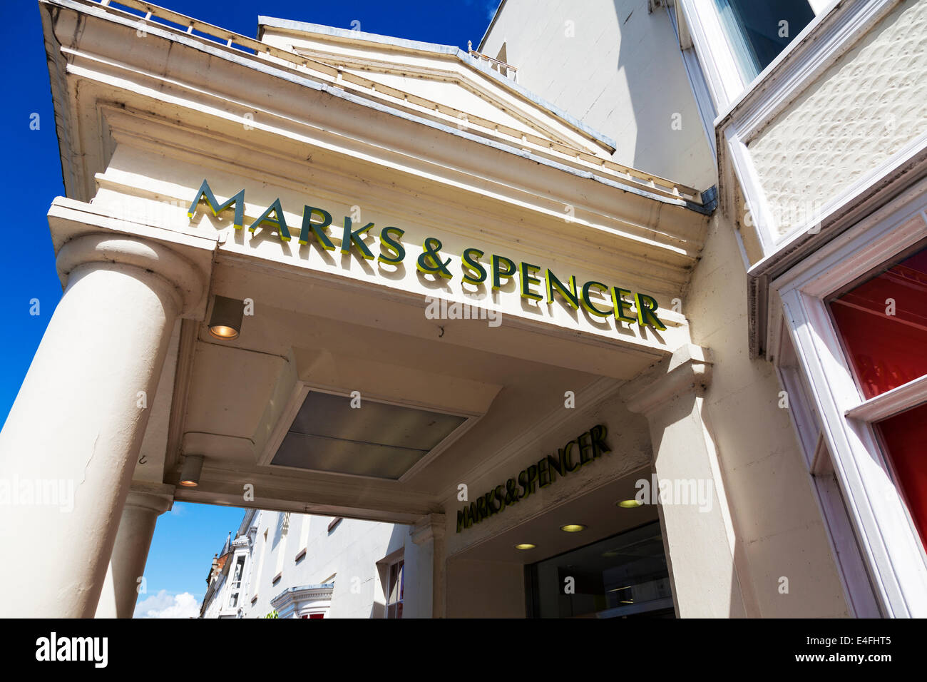 Marks & Spencer shop sign store front exterior Stratford upon Avon Cotswolds UK England Stock Photo