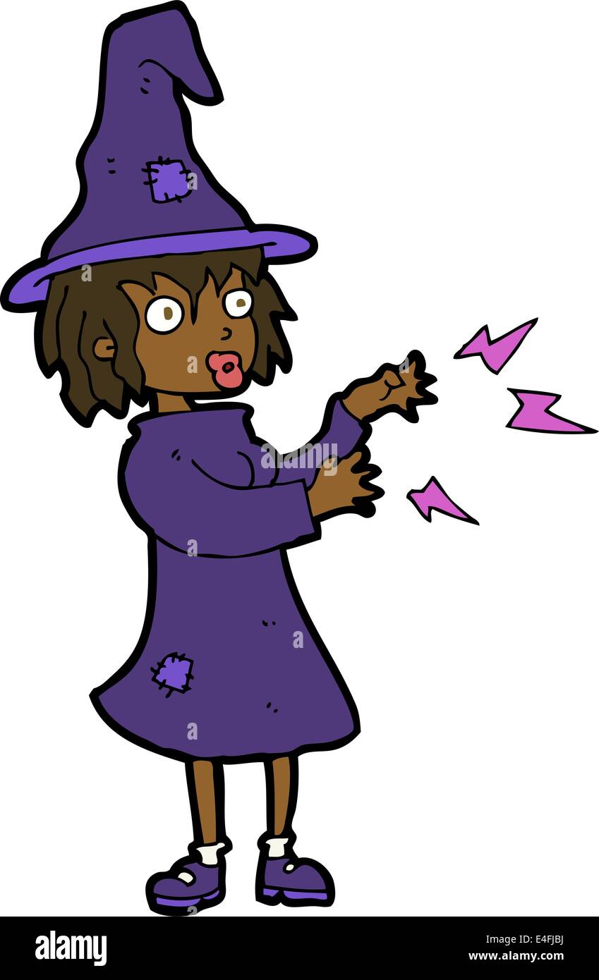 Cartoon Witch Casting Spell Stock Vector Image Art Alamy