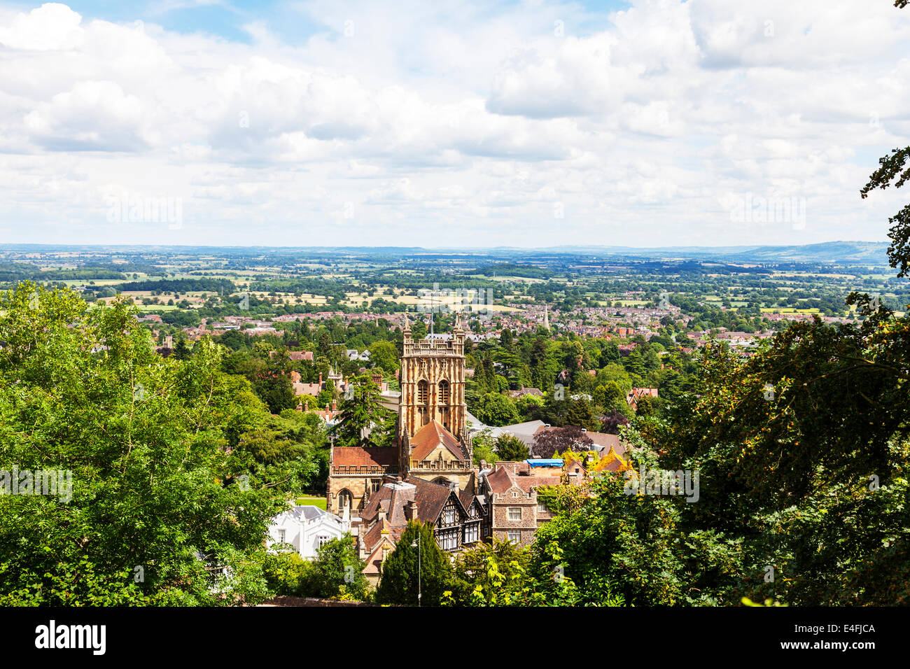 The Priory Church of St. Mary and St. Michael. Great Malvern Priory, now the parish church of spa town of Great Malvern, England Stock Photo