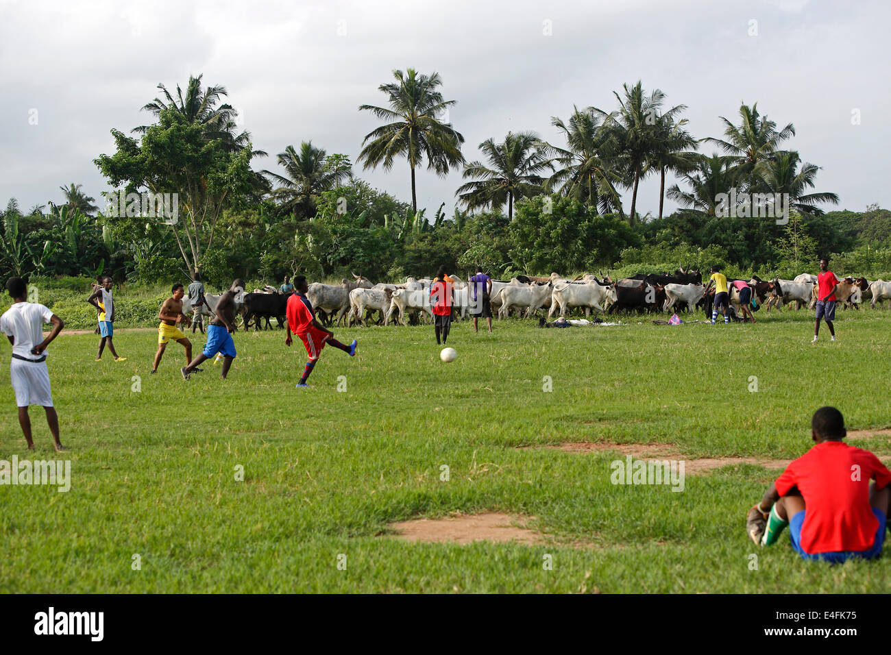 African soccer team during a football training Stock Photo