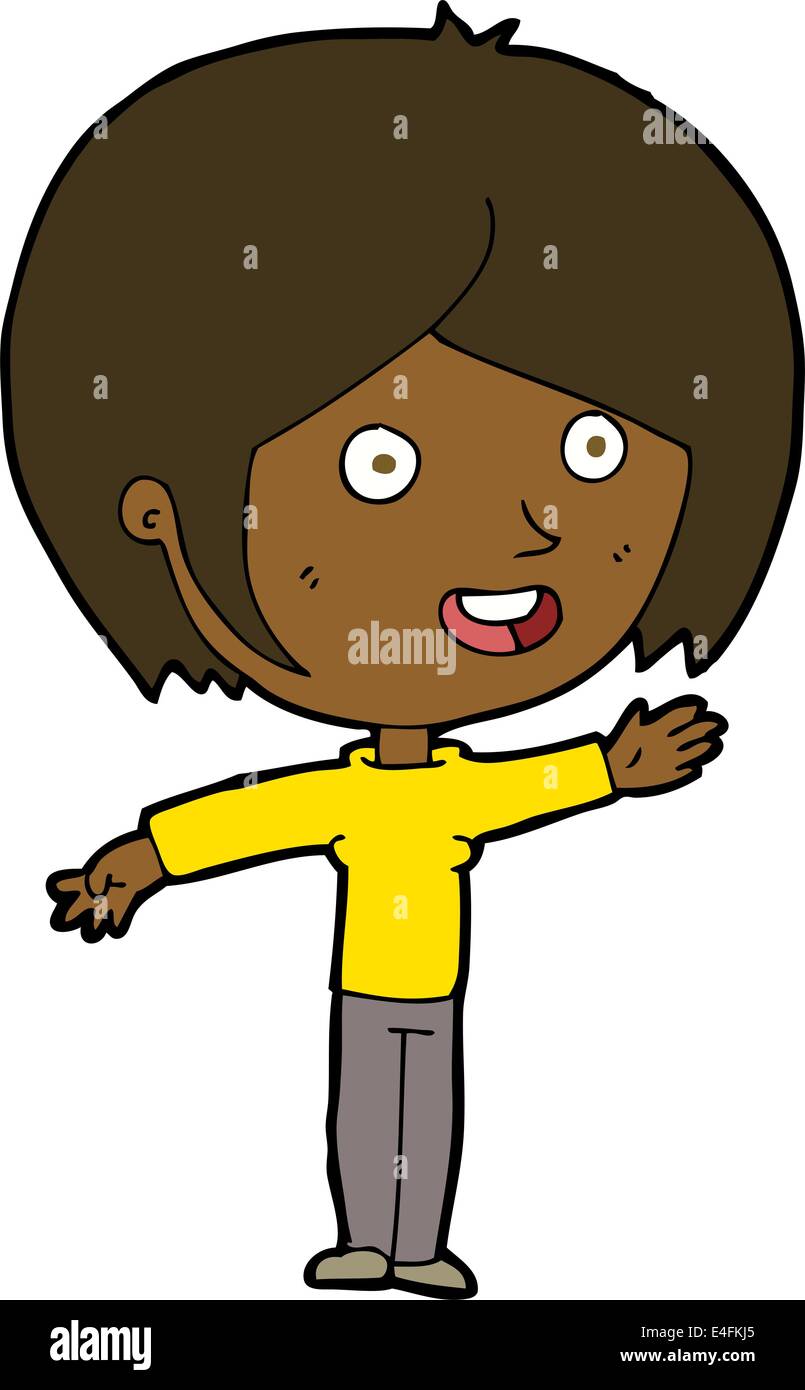 cartoon happy girl waving Stock Vector Image & Art - Alamy