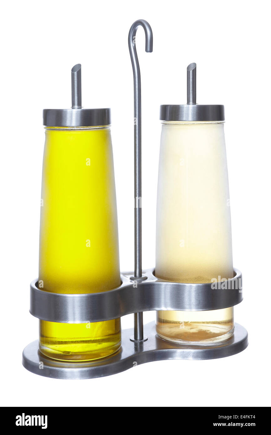 Olive oil and vinegar isolated on white background Stock Photo Alamy