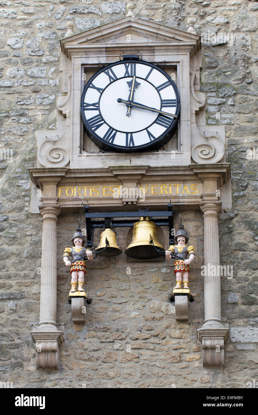 UK, Oxford, the Carfax tower clock. Stock Photo