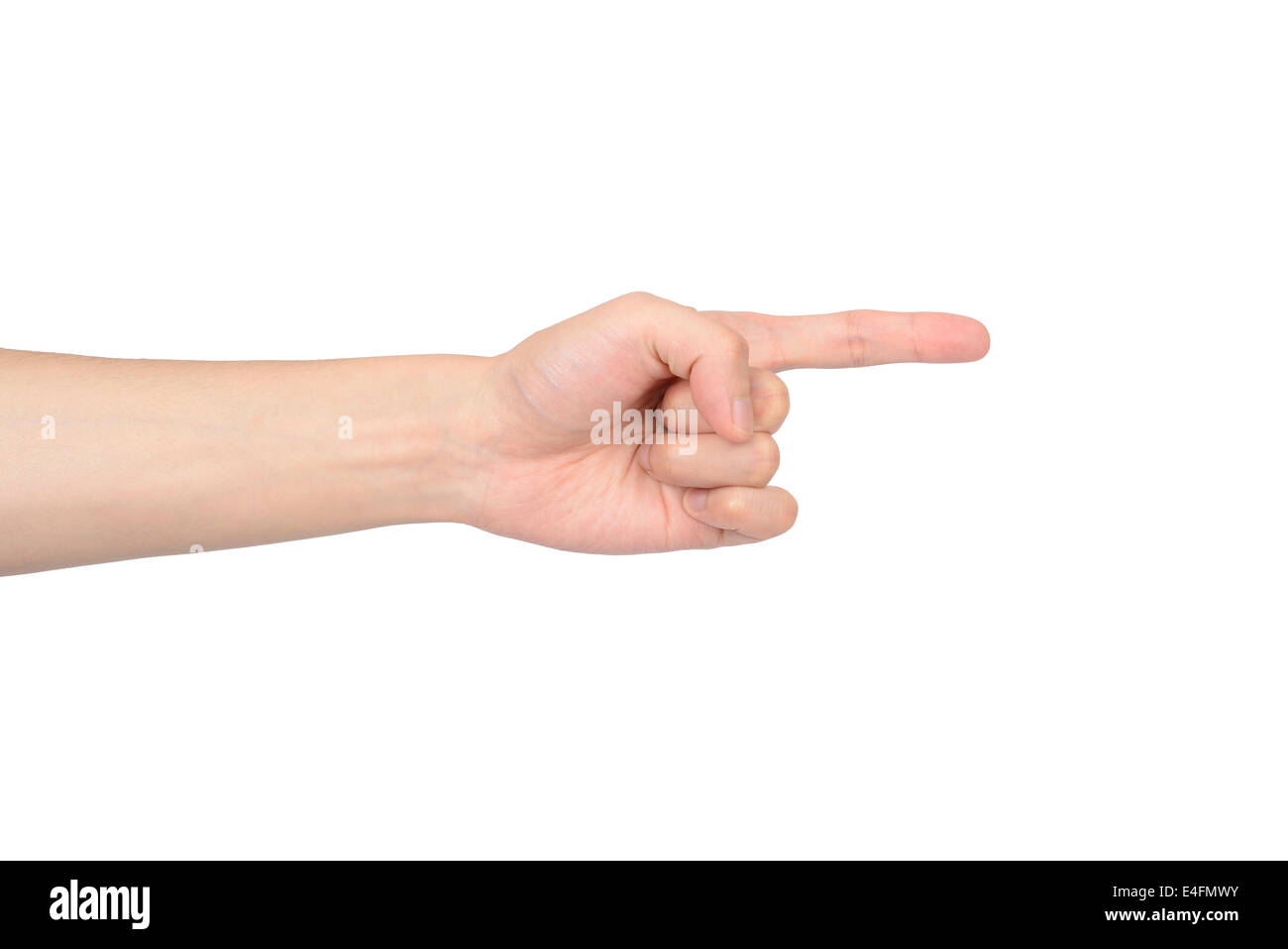 hand of pointing sign, isolated on white Stock Photo