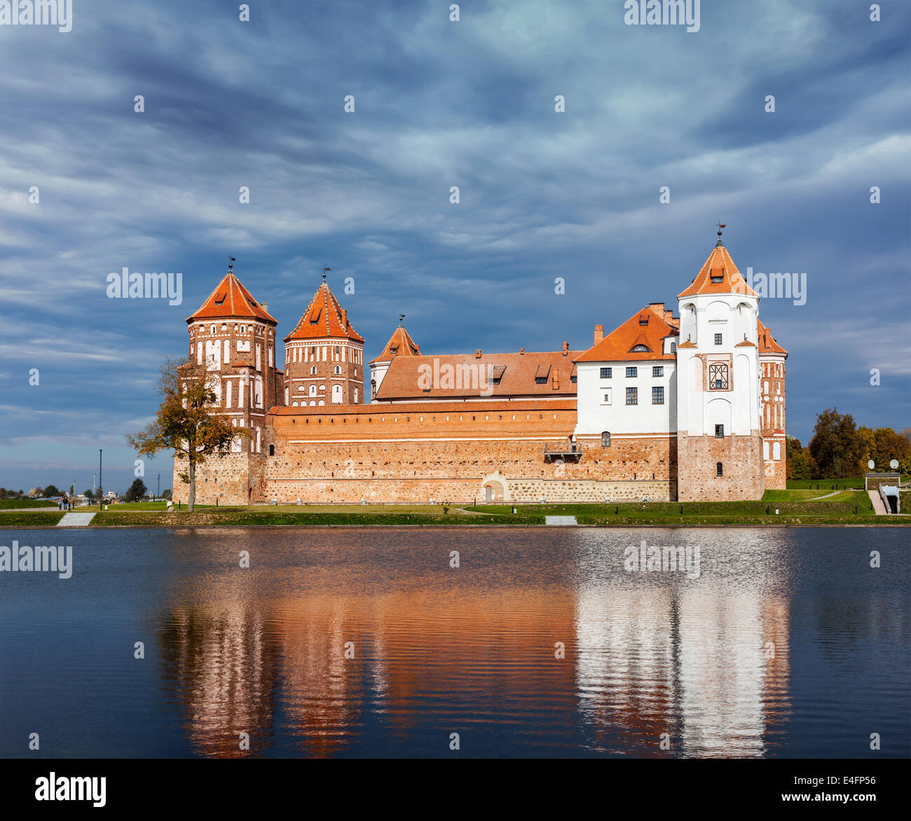 Travel belarus background Medieval Mir castle famous landmark in town