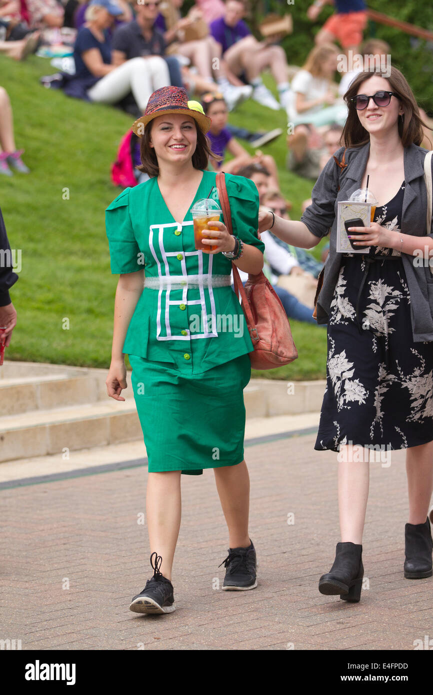 Spectators in themed dress at Wimbledon Tennis Championships 2014