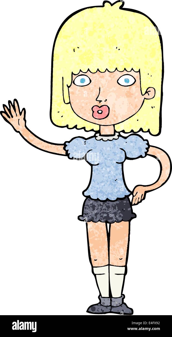cartoon woman waving Stock Vector Image & Art - Alamy