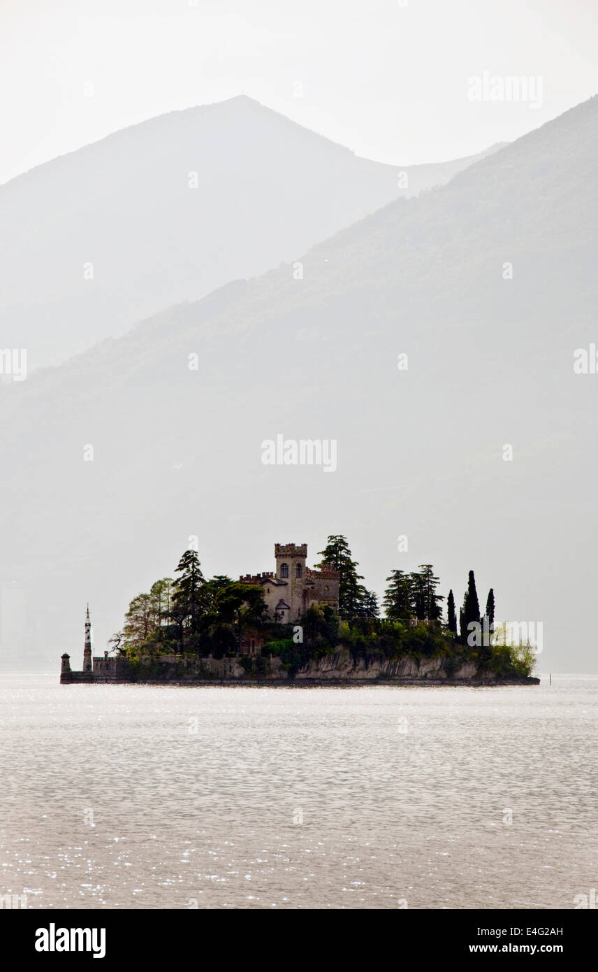Lake Iseo  Island of Loreto Castle Stock Photo