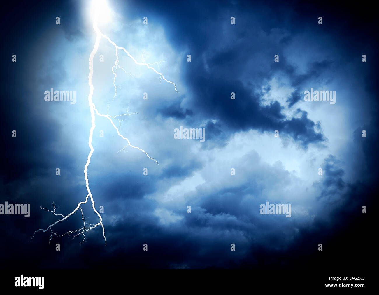 A lightning strike on the cloudy sky Stock Photo - Alamy