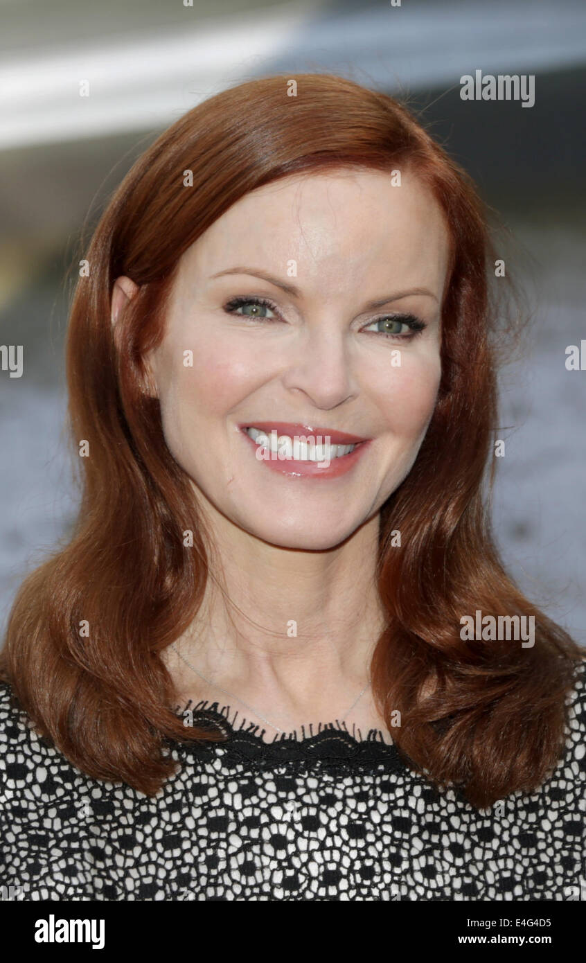 Berlin, Germany. 10th July, 2014. US actress Marcia Cross arrives for the Marc Cain fashion show at Mercedes-Benz Fashion Week in Berlin, Germany, 10 July 2014. The collections for Spring/Summer 2015 are being presented at Berlin Fashion Week. Photo: JOERG CARSTENSEN/dpa/Alamy Live News Stock Photo