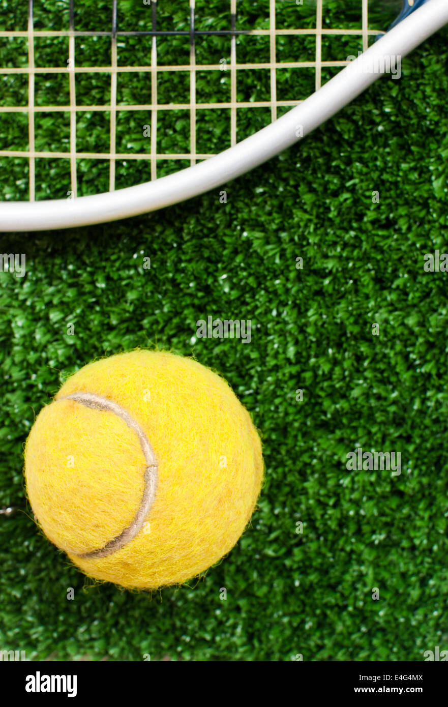 tennis ball on grass Stock Photo Alamy
