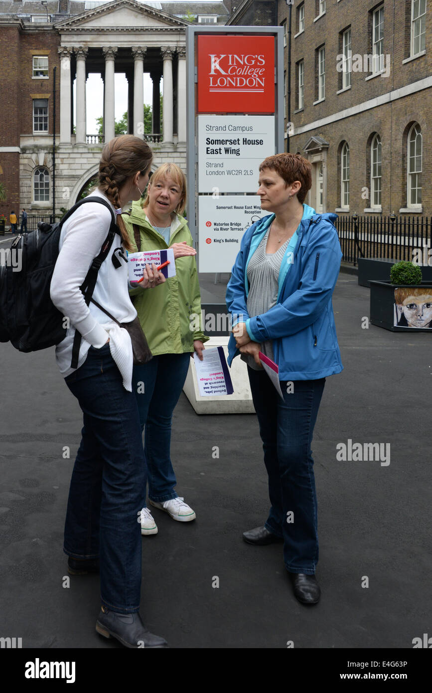 London, UK. 10th July, 2014. London student bloc join NUS in solidarity #J10strike - demonstration at the King's College London. Millions of workers are walking out in protest of pay cuts, freezes, attacks on pensions and the wider public sector. Credit:  See Li/Alamy Live News Stock Photo