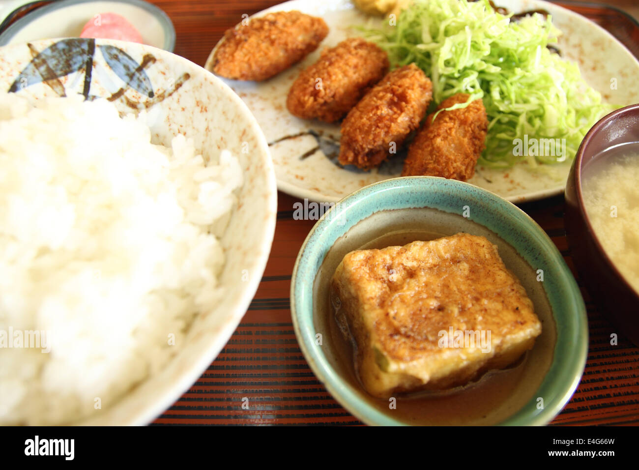 Japanese cuisine, Deep fried oyster Stock Photo