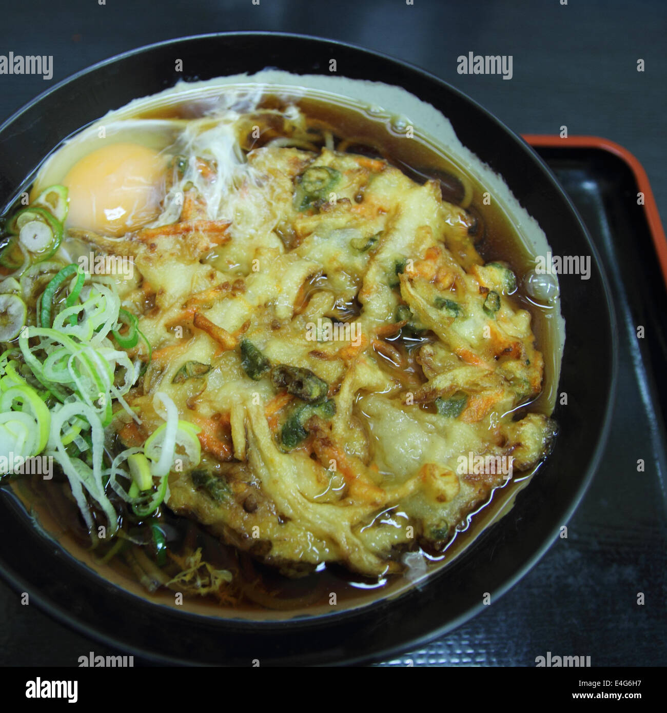 Japanese Soba with vegetable tempura ( Japanese buckwheat noodles Stock