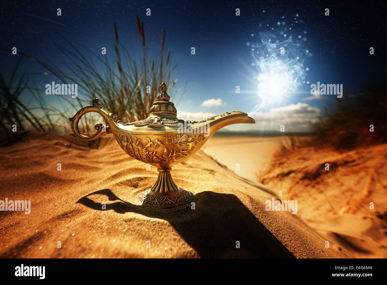 Magic Aladdins Genie lamp Stock Photo