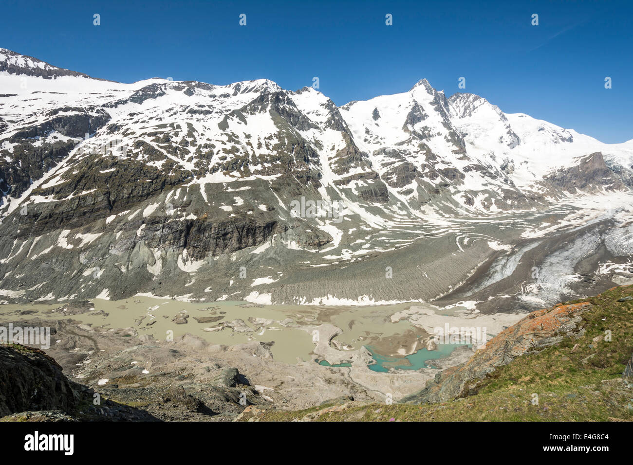 The Pasterze, the longest glacier of Austria at the Grossglockner group mountains Stock Photo
