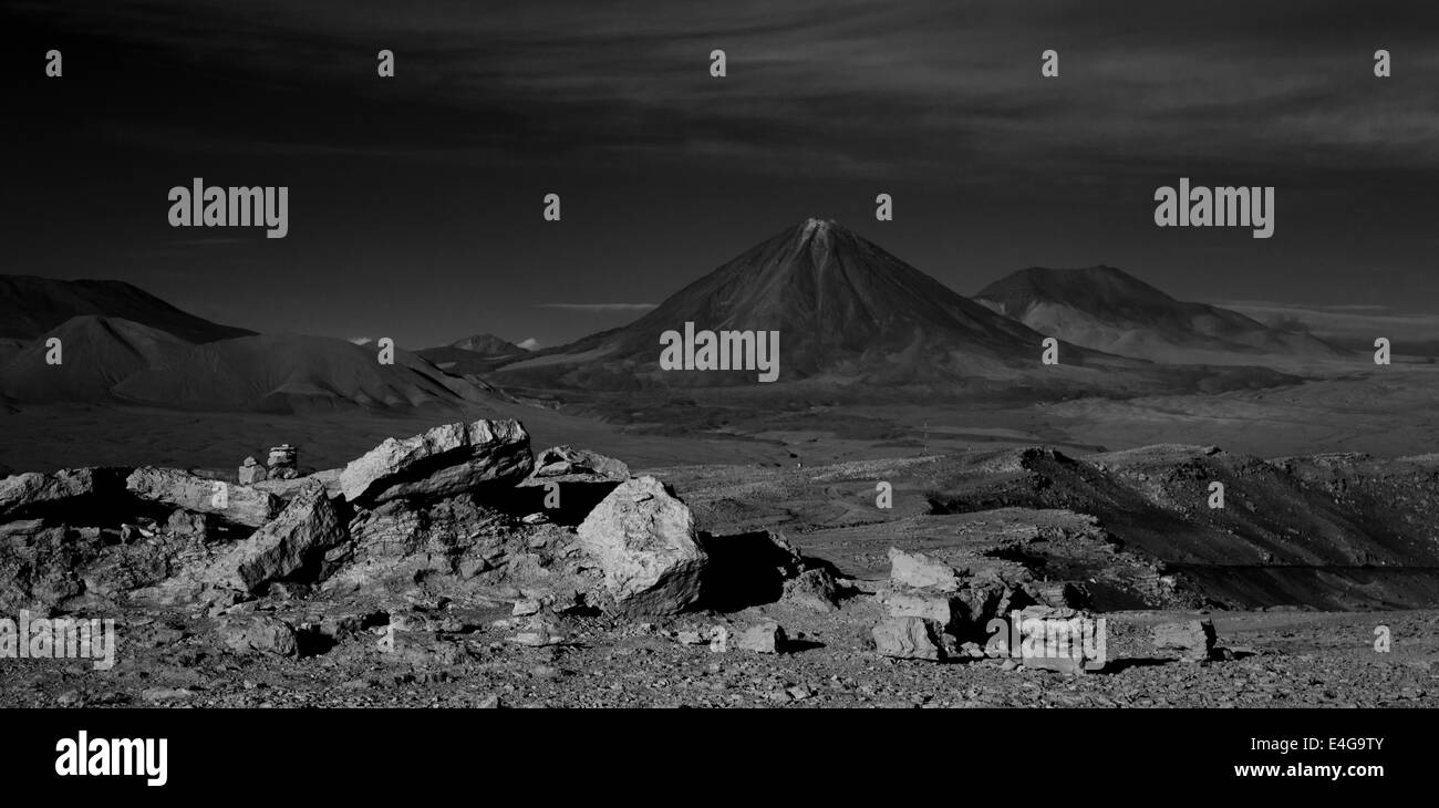 Atacama desert, San Pedro de Atacama, North of Chile, Black and white Stock Photo