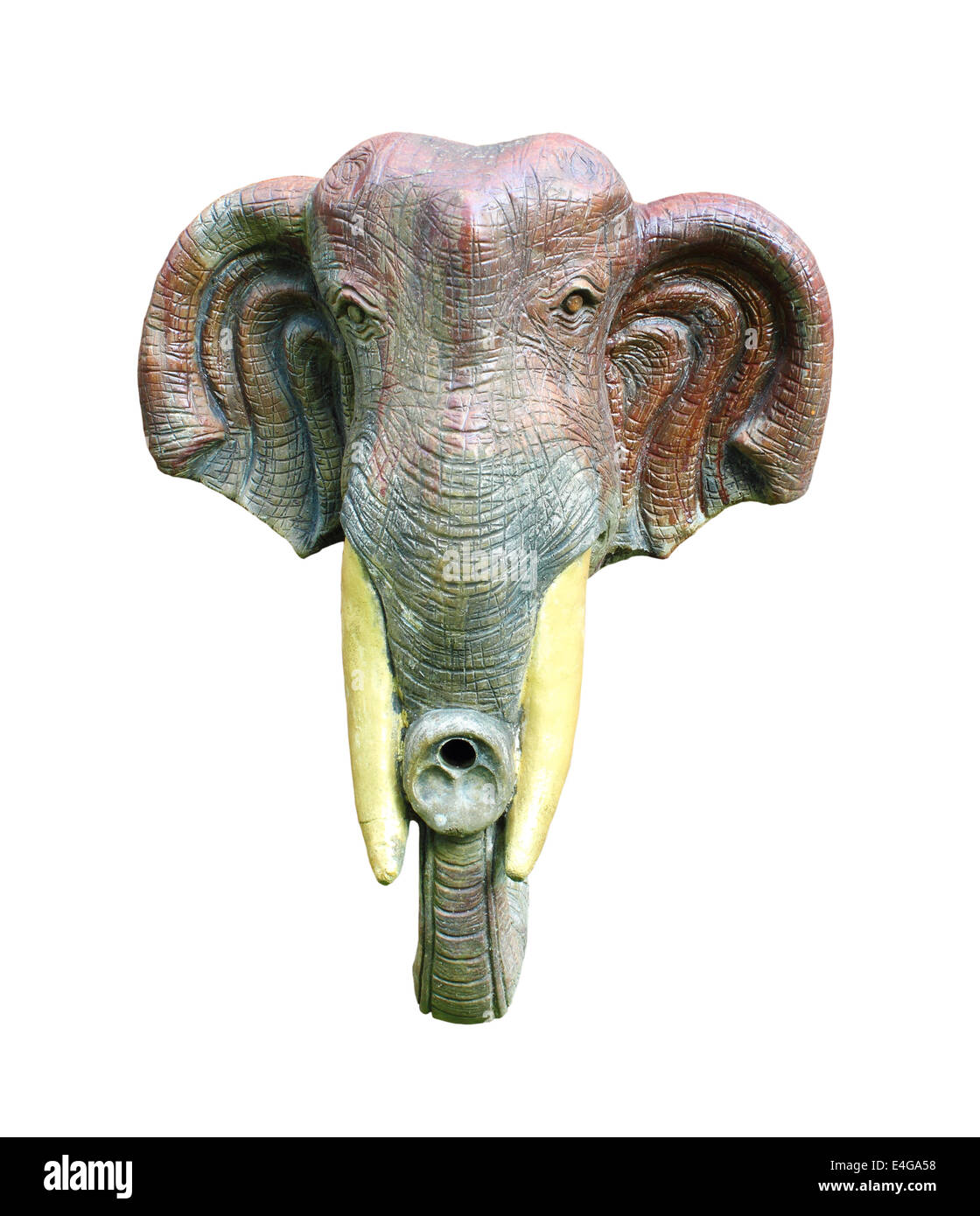 elephant head carver on a white background Stock Photo