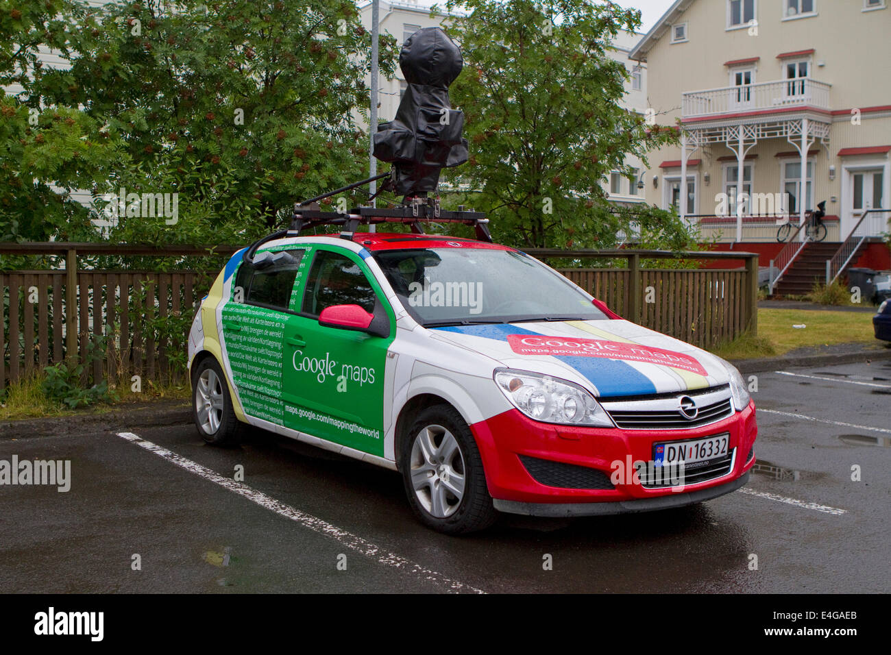 Google street view car standing in a parking lot Stock Photo