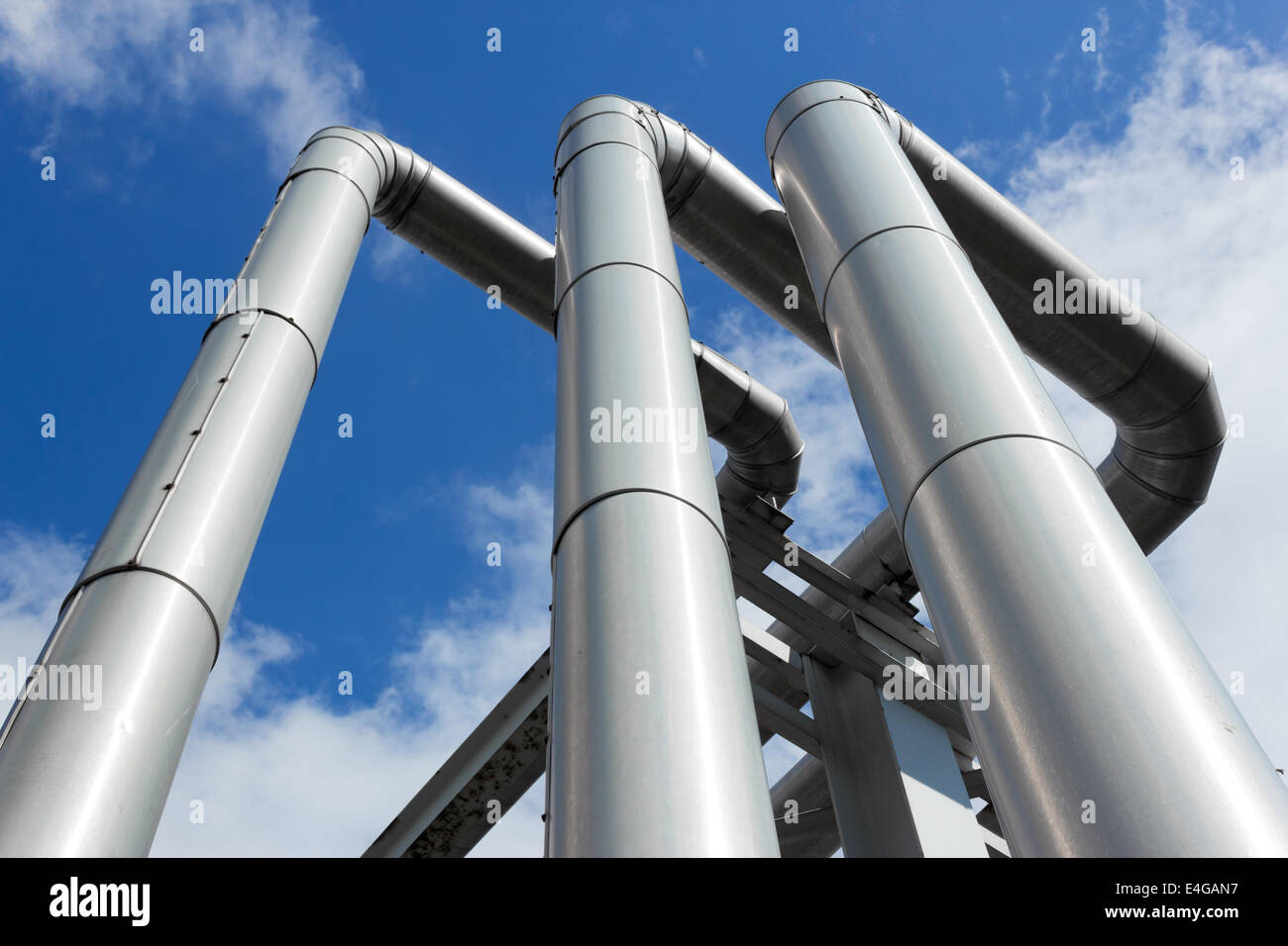 shiny pipeline under blue sky Stock Photo