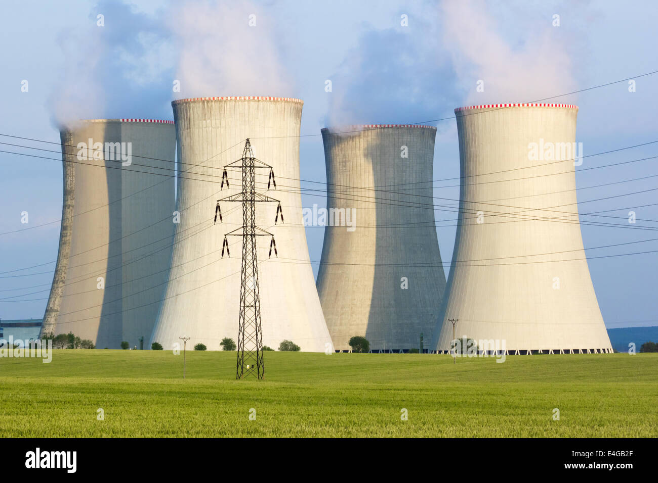 power plant cooling towers Stock Photo