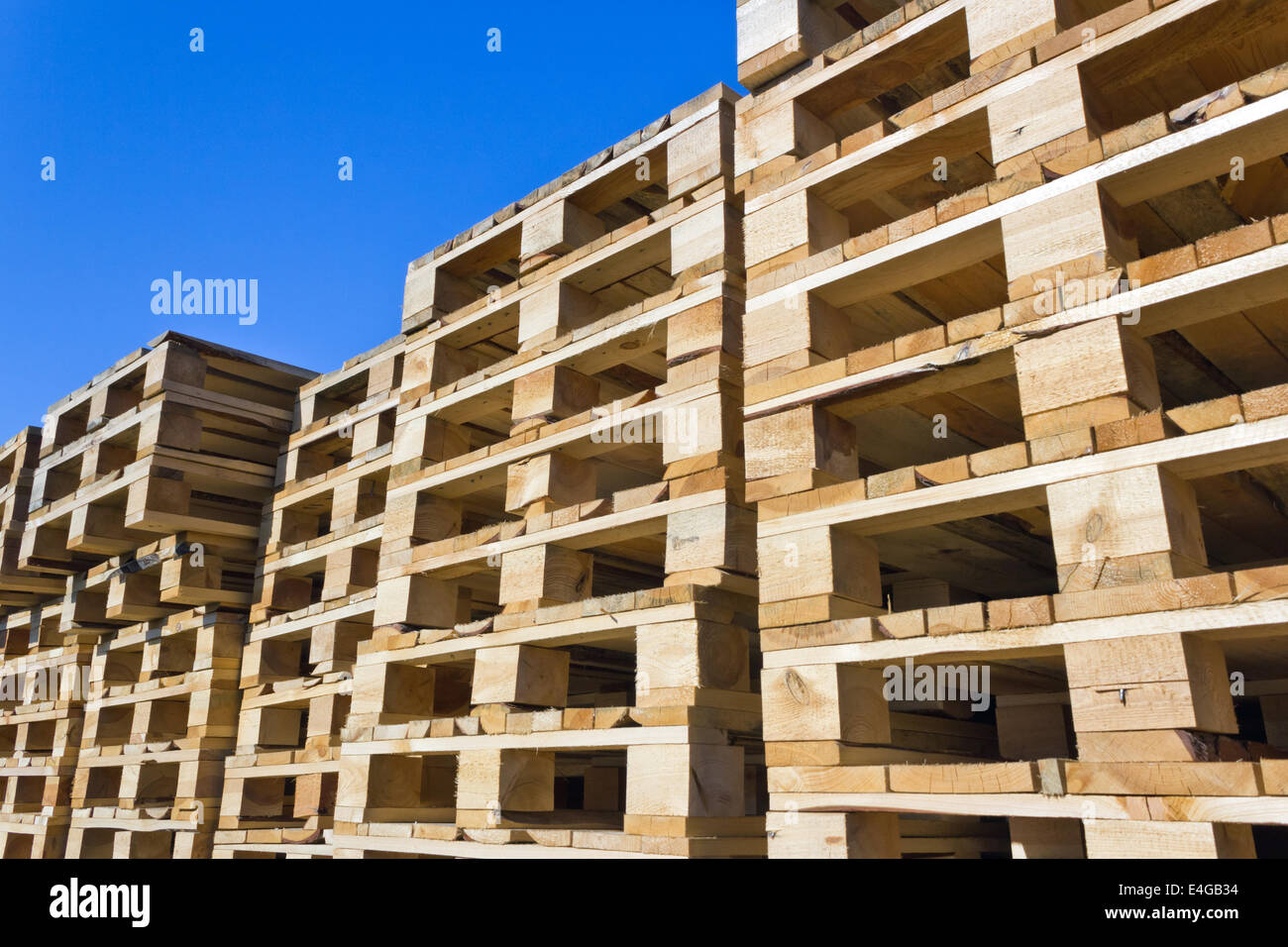 stacked wooden pallets Stock Photo