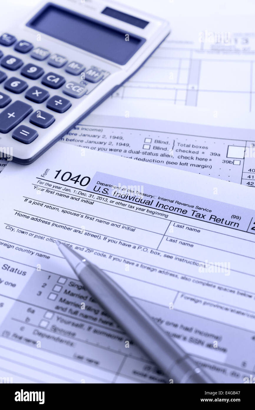 United States federal tax return IRS 1040 documents Stock Photo