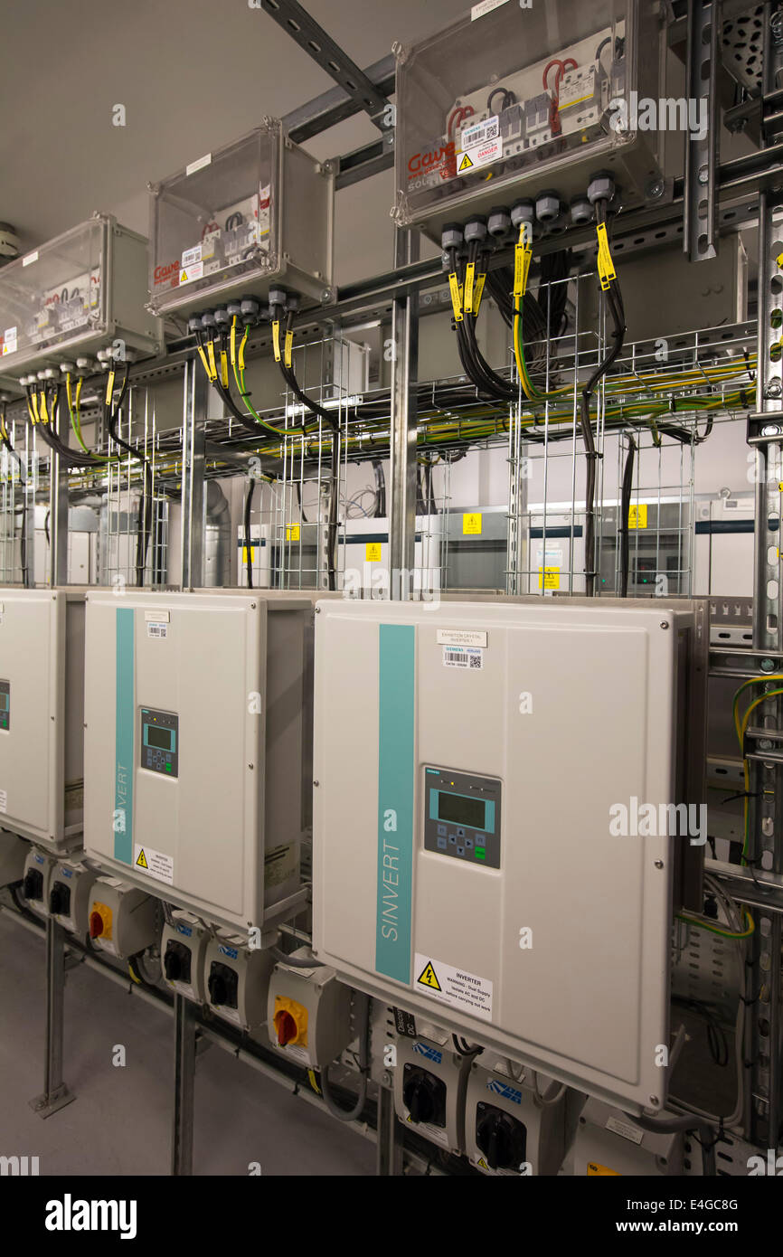 Inverters for the solar panels on the roof of the Crystal building ...