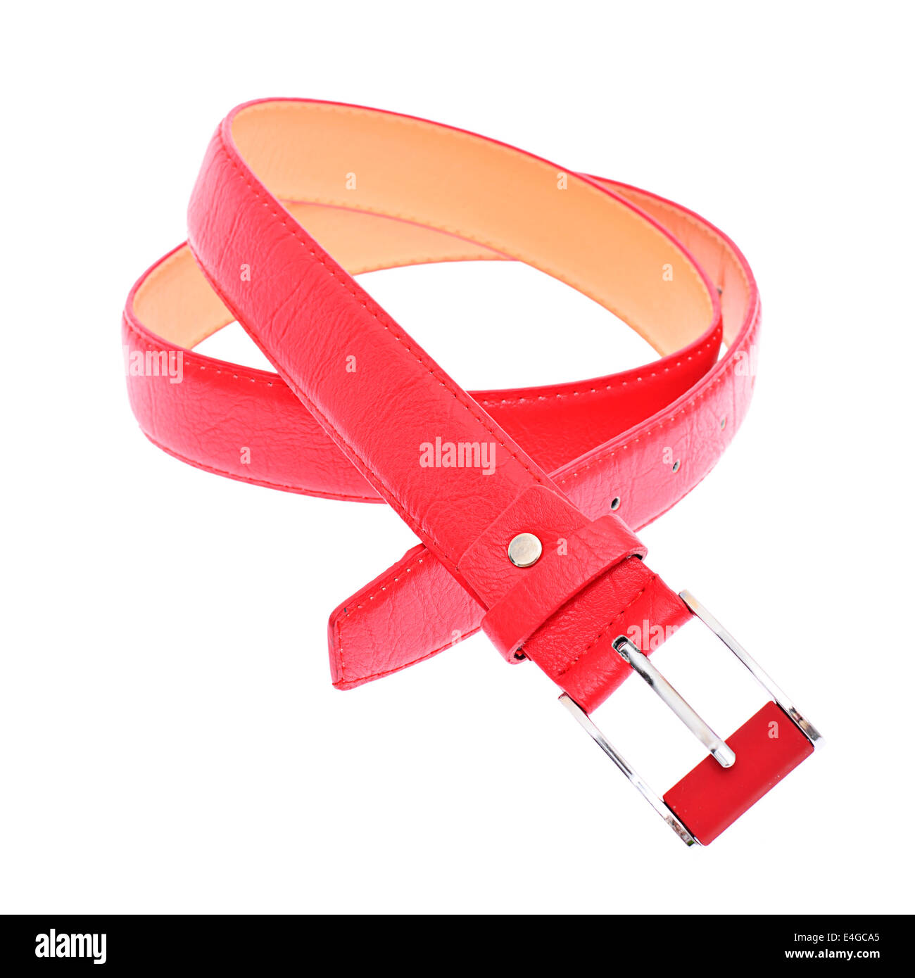 Leather Belt Isolated on White Background Stock Photo - Alamy