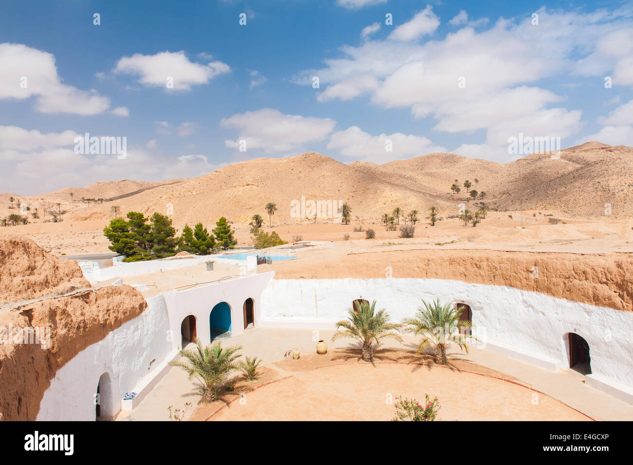 Matmata, Tunisia. Troglodyte home dug in the desert land Stock Photo
