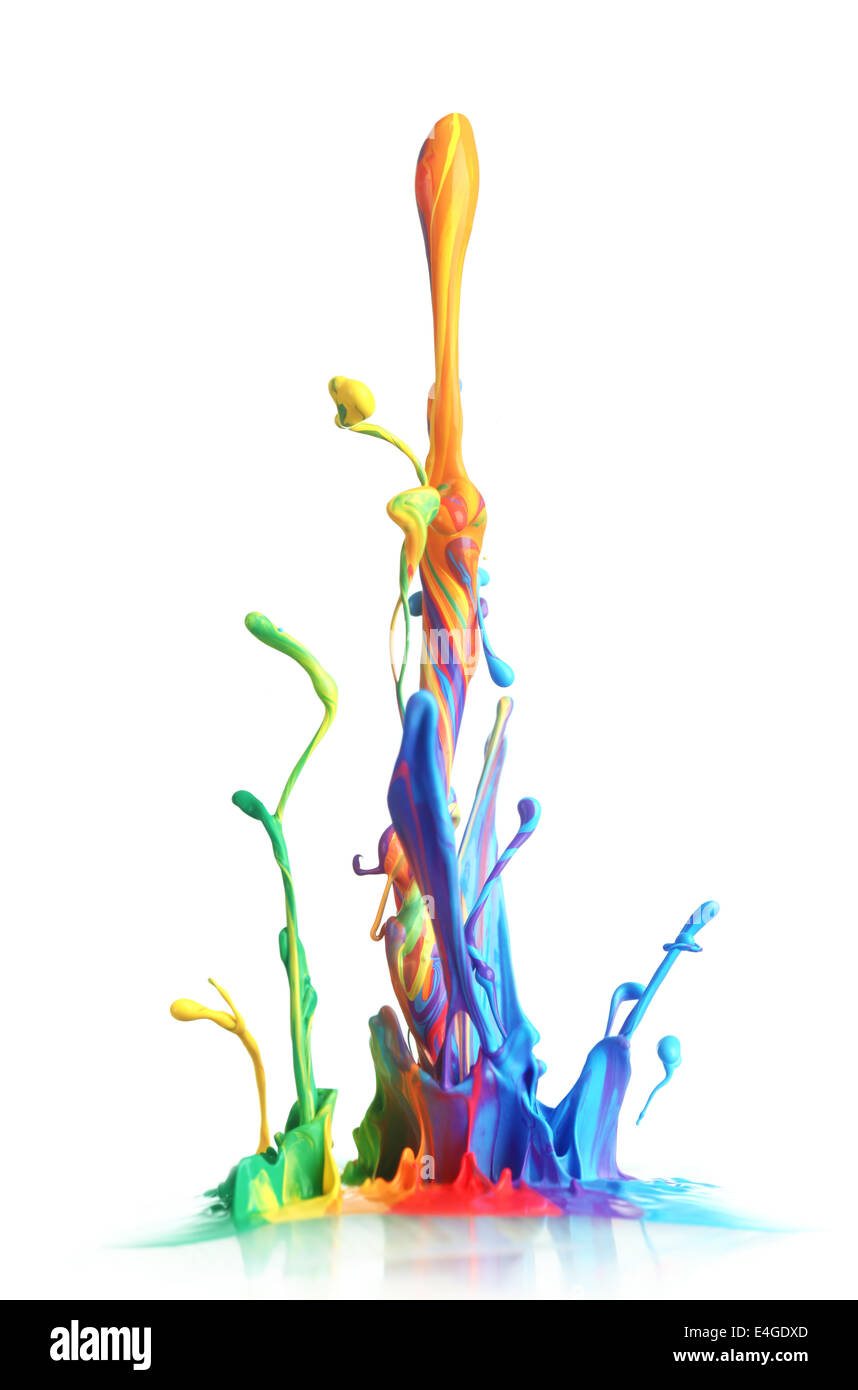 Colorful paint splashing Stock Photo