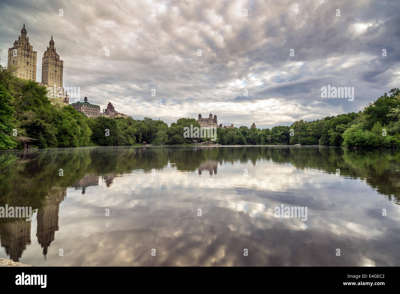 Lake in Central Park, New York City early in the morning Stock Photo