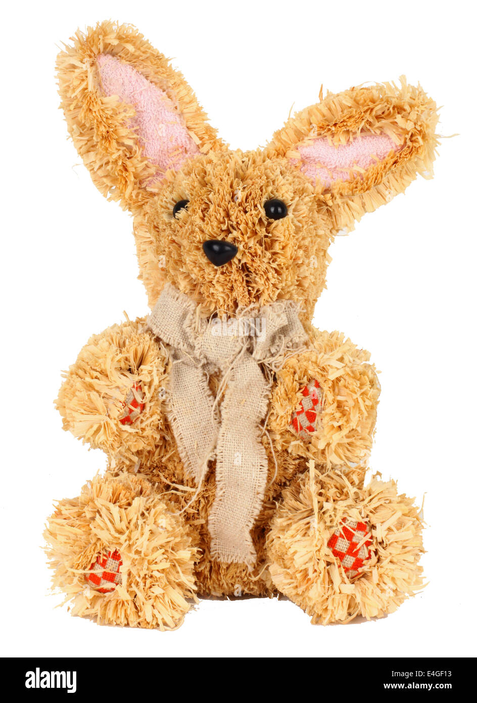 Easter straw rabbit on white background Stock Photo Alamy
