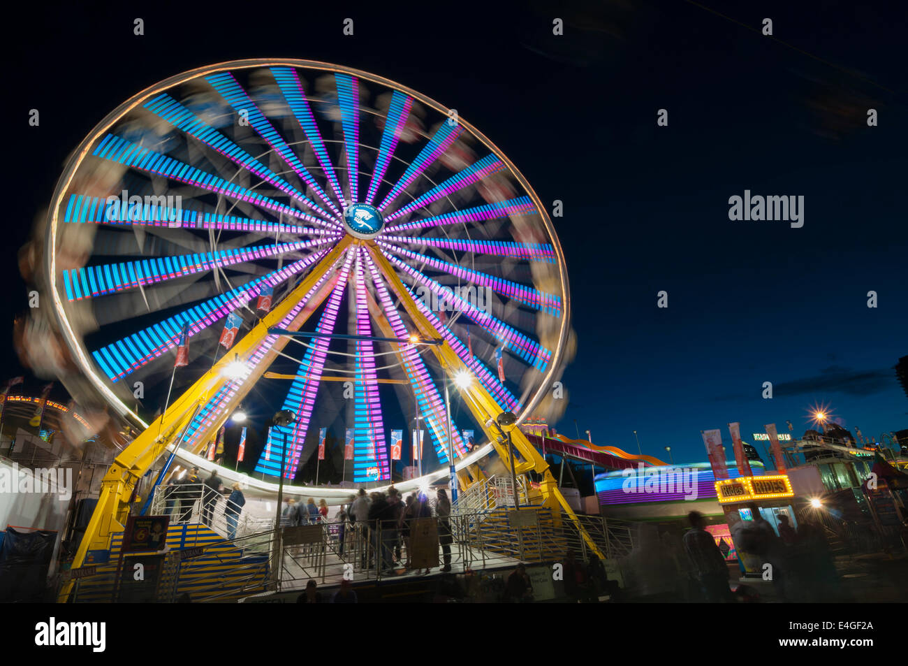 Ferris wheel at night, Calgary Stampede Midway, Calgary, Alberta