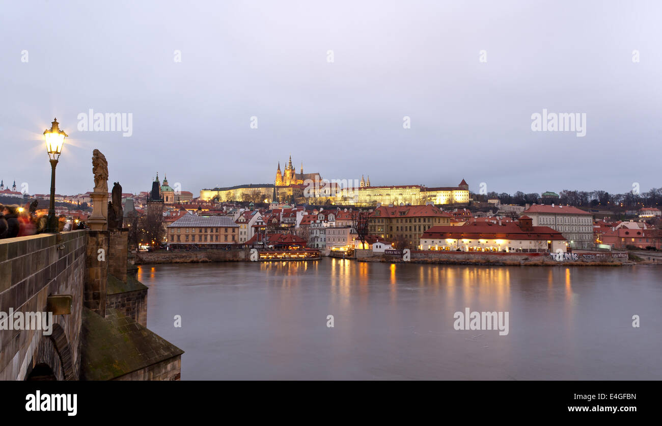 Panorama of Prague, photo by Karluv Most. Stock Photo